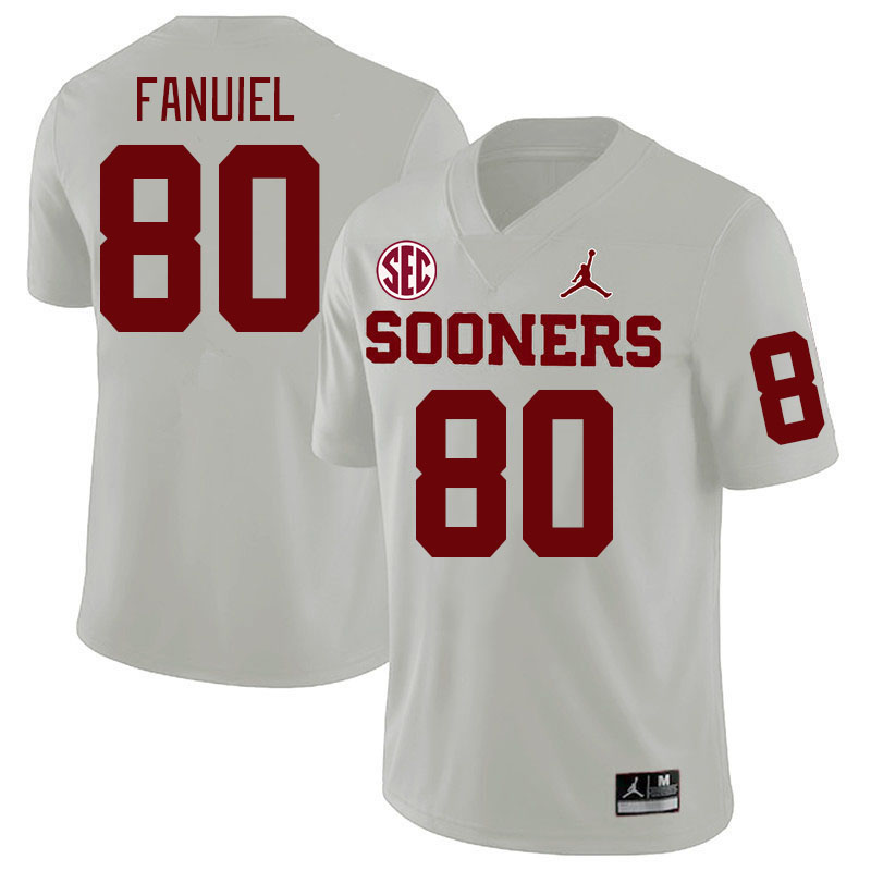 Men #80 Josh Fanuiel Oklahoma Sooners 2024 SEC Conference College Football Jerseys-White